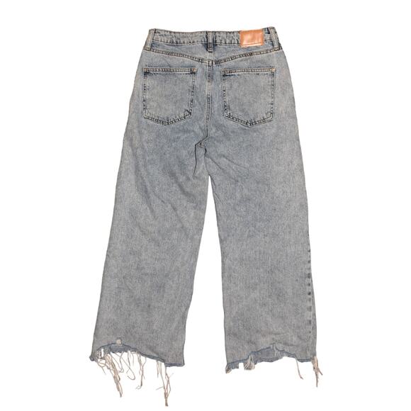 AVEC LES FILLES Distressed High Rise Wide Leg Jean Frayed Hems Size 26 - Picture 2 of 5